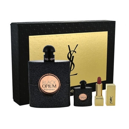 Yves Saint Laurent Black Opium Gift Set - Eau De Parfum Spray 90ml + Rouge Pur Couture Mini Lipstick # 70 1.3g + Mini Eau De Parfum Spray 7.5ml