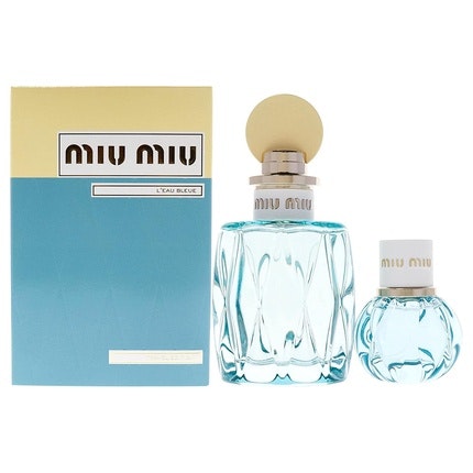 Miu Miu Leau Bleue Women 3.4oz and 0.67oz Eau de parfum Spray Gift Set