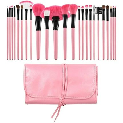 T4B MIMO Set of 24 Makeup Brushes with Brush Case (Pink)