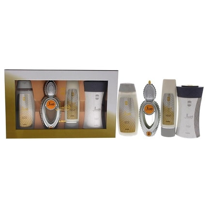 Ajmal Wisal Eau de Parfum Set with Shower Gel, Body Lotion, and Perfumed Body Powder - Pack of 4