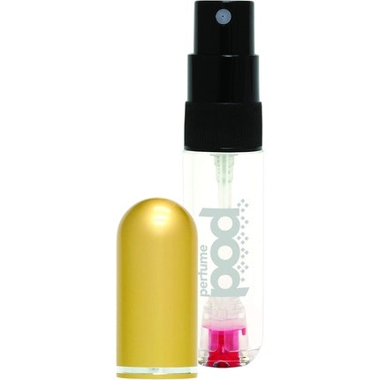 Perfume Pod Clear Refillable Perfume Atomizer with Spray and Genie-S Refill Gold