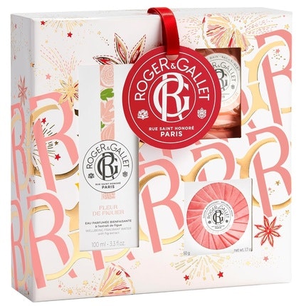 Roger & Gallet Fig Blossom Gift Set 3.3 fl oz Spray 1.7 oz Soap Bath Tablets